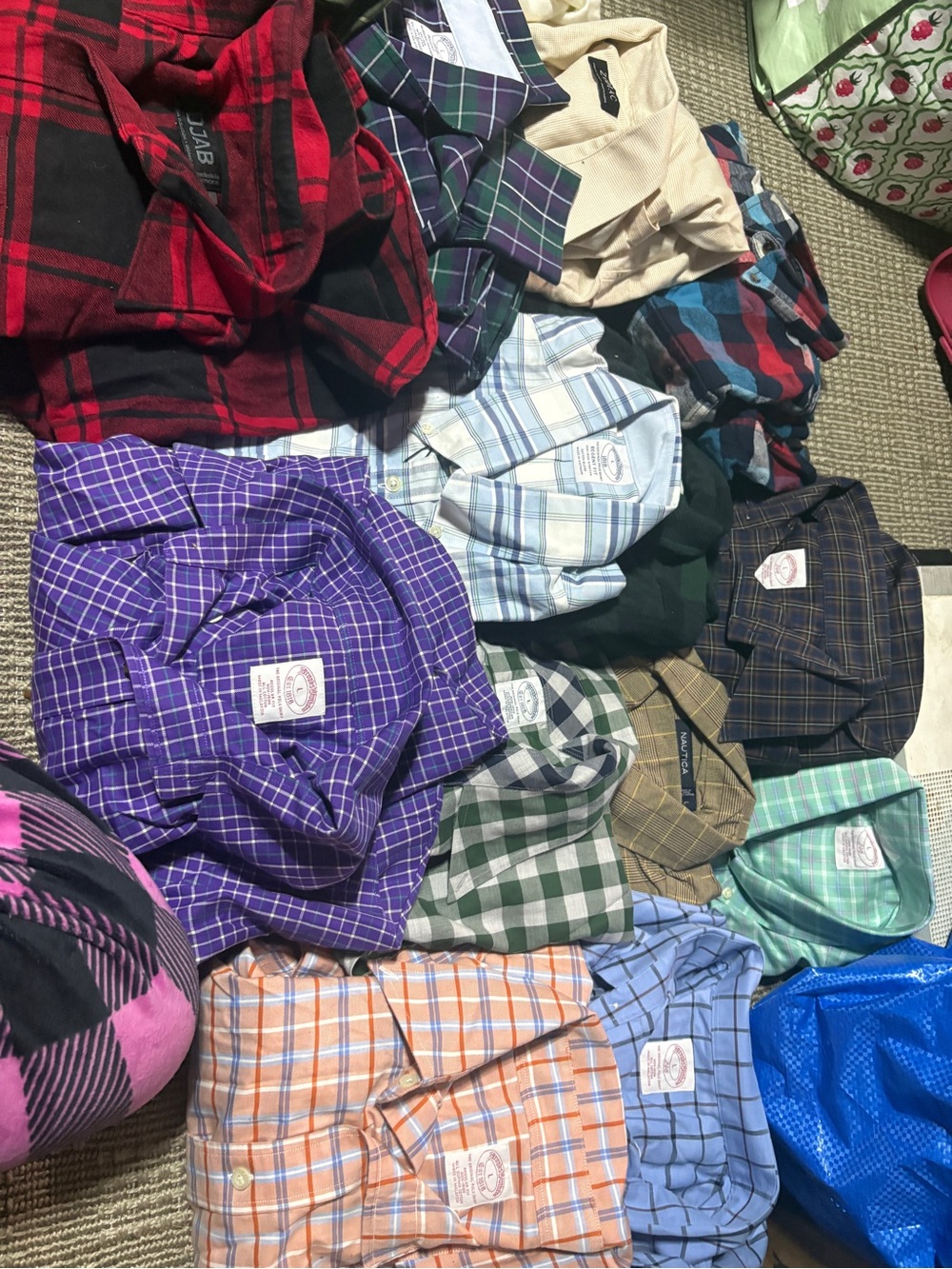 Nautica Mixed Plaid Button-Down Shirts in Red, Purple, Blue, Green & Orange
